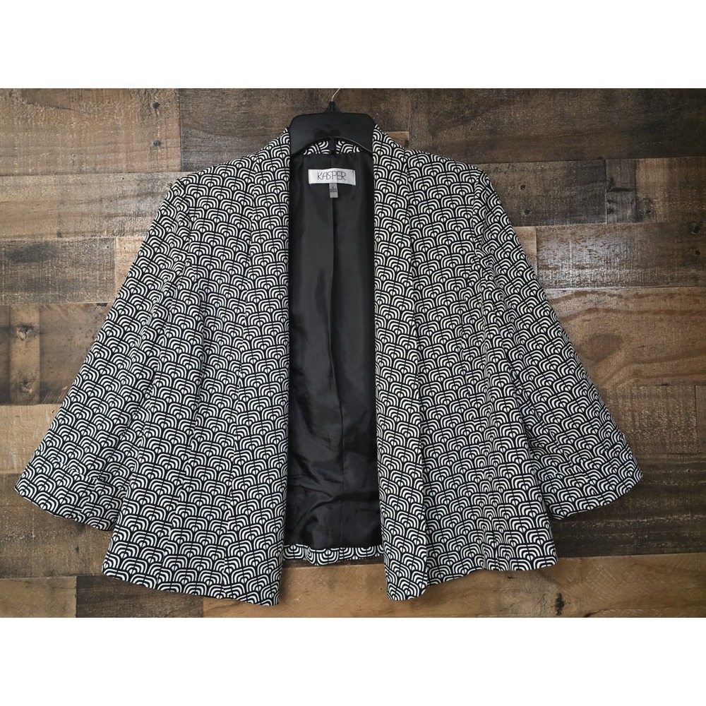 Kasper Classic Open Front Career Blazer Preppy Nautical Academia Women Size 8